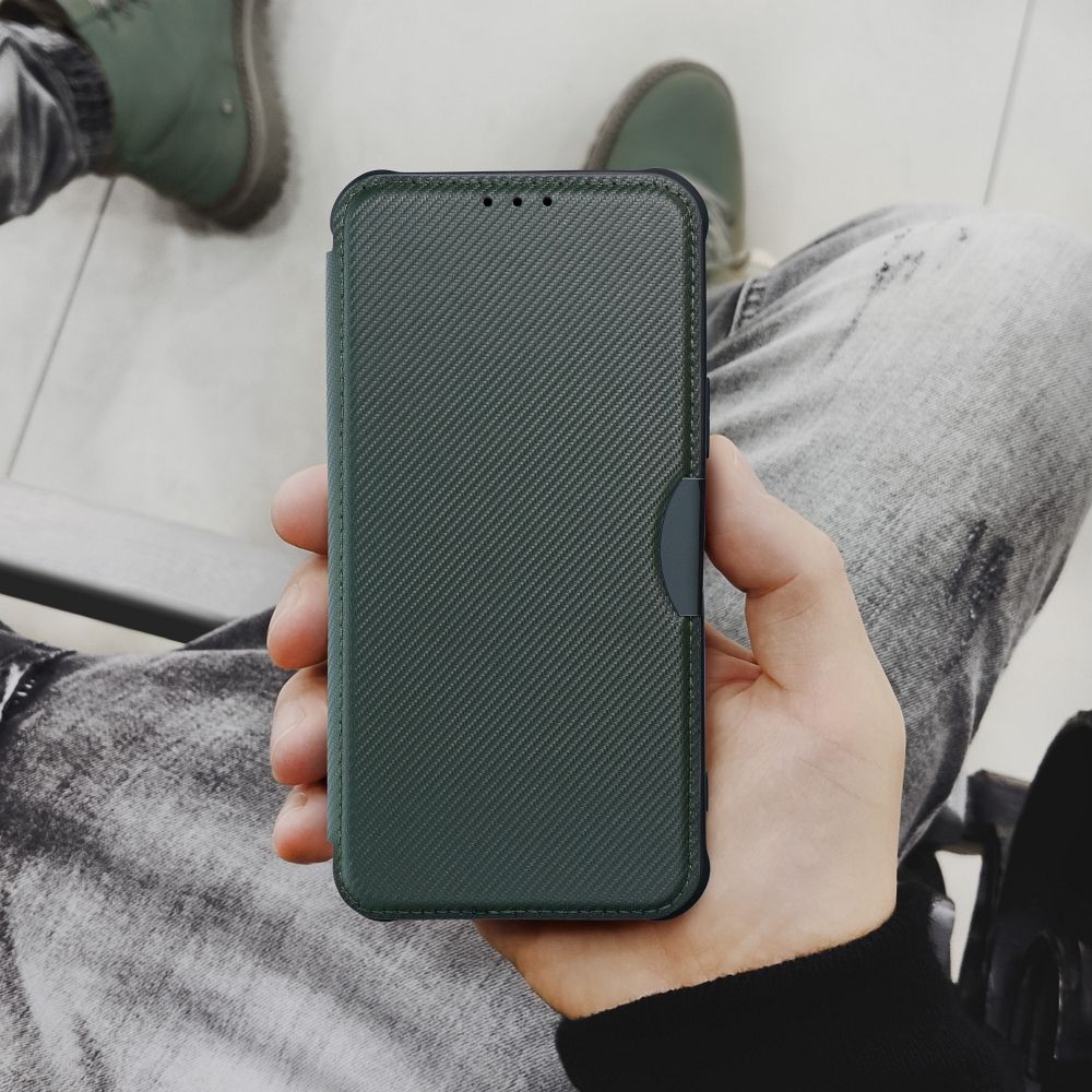 Otočné pouzdro pro iPhone 16 PRO Razor Book, tmavě zelené