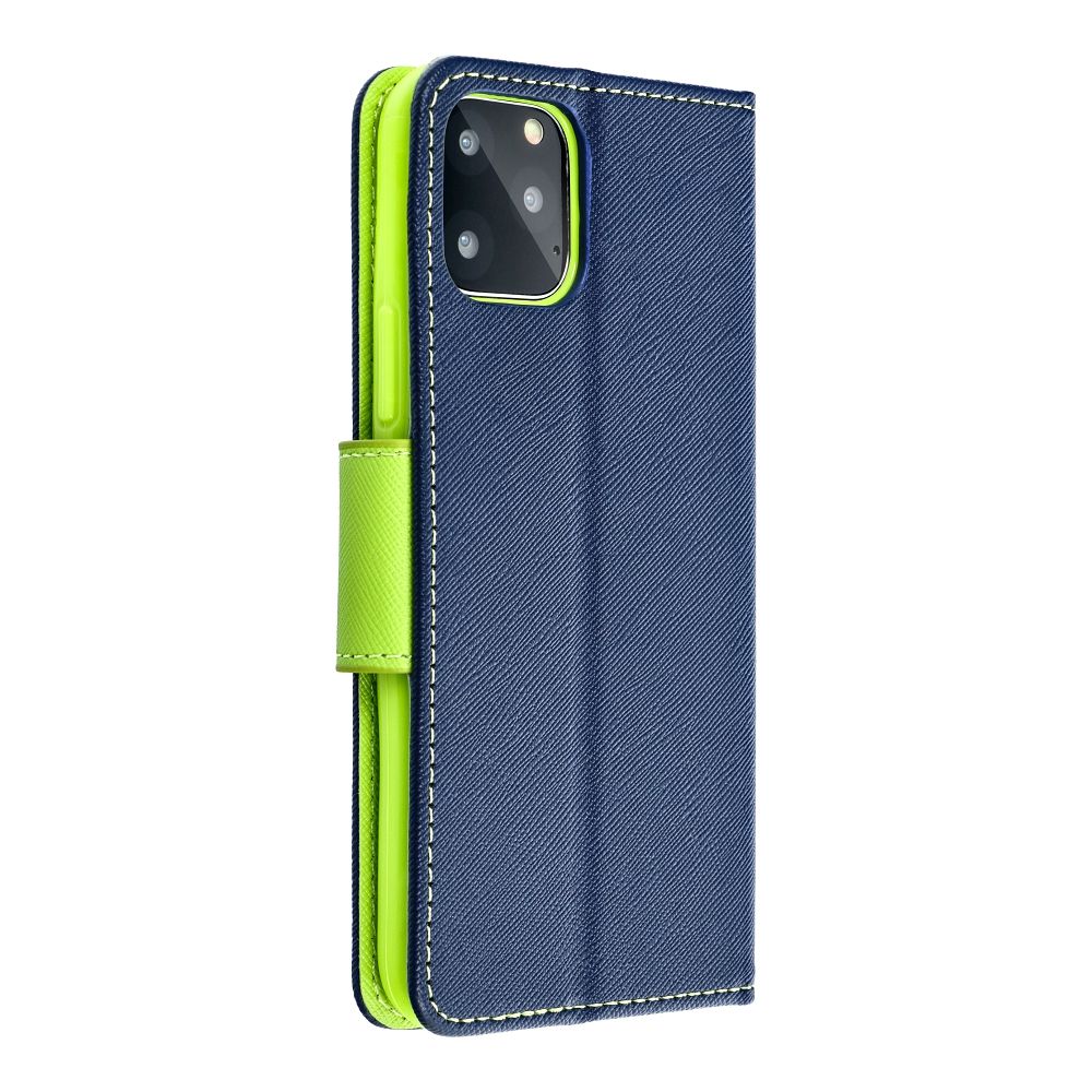 Otočné pouzdro pro iPhone 17 PLUS Fancy Book, tmavě modré / limetkové