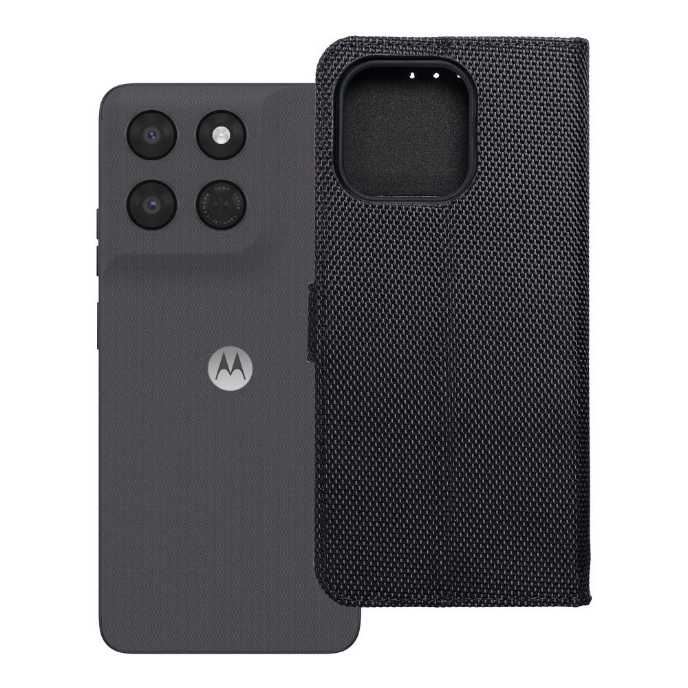 Otočné pouzdro pro Motorola G37, 4Card, s technologií RFID proti krádeži, textilní, černé