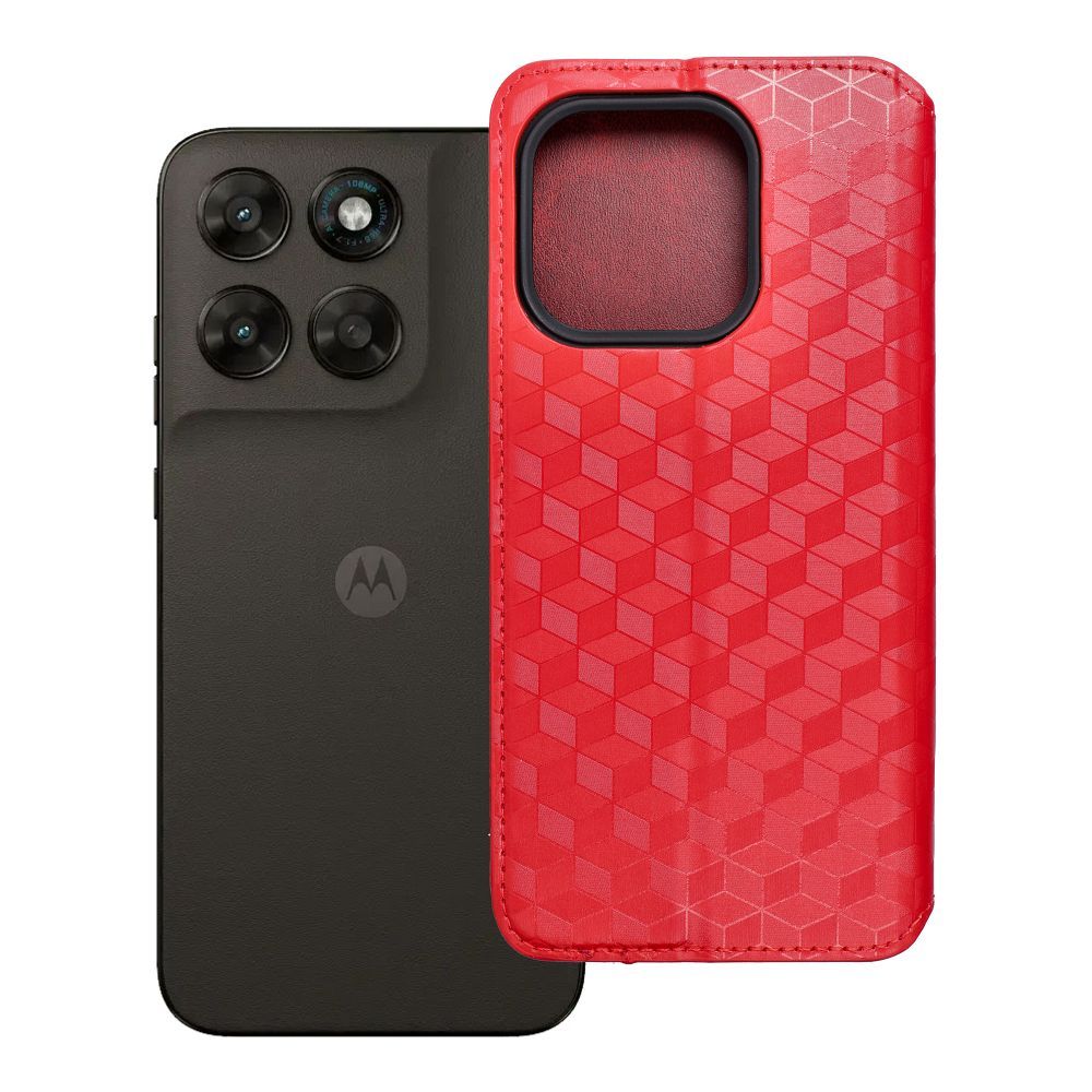 Otočné pouzdro pro Motorola G67 / G77 Cubic Book, červené
