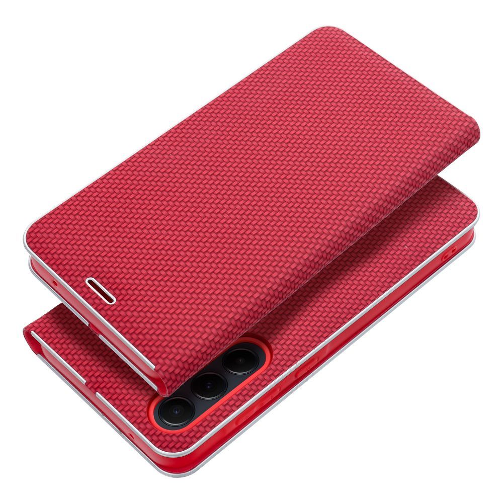 Otočné pouzdro pro Samsung A12 / M12 Luna Book, barva Carbon red