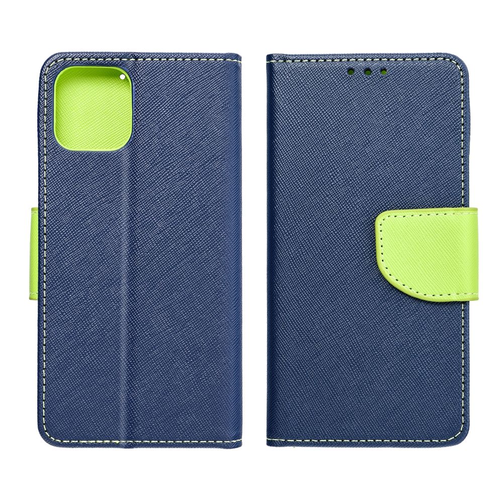 Otočné pouzdro pro Samsung A14 4G / A14 5G Fancy Book, tmavě modrá / limetková