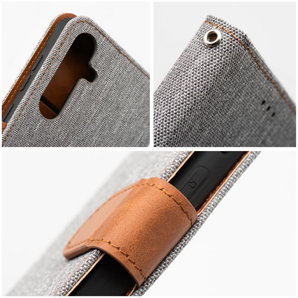Otočné pouzdro pro Samsung A15 4G / A15 5G Jeans Book, šedé