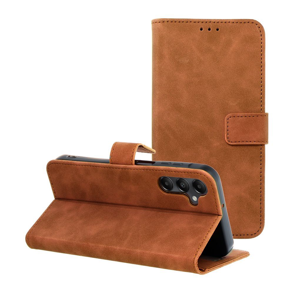 Otočné pouzdro pro Samsung A15 4G / A15 5G Tender Book, hnědé