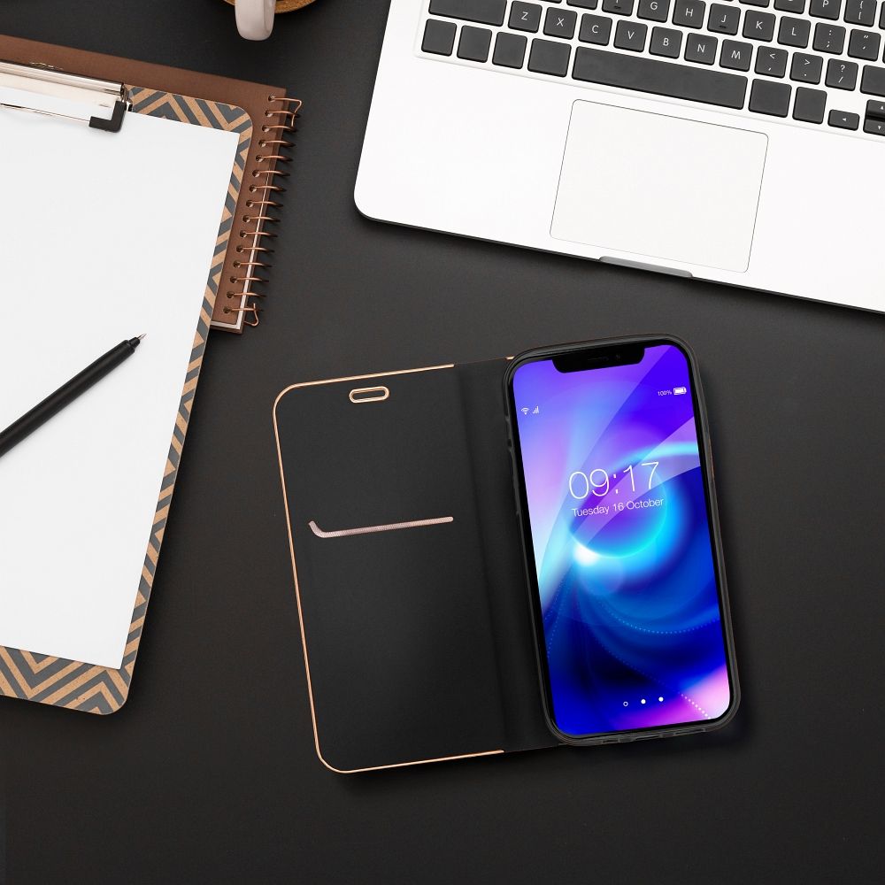 Otočné pouzdro pro Samsung A27 Luna Book, zlaté a černé