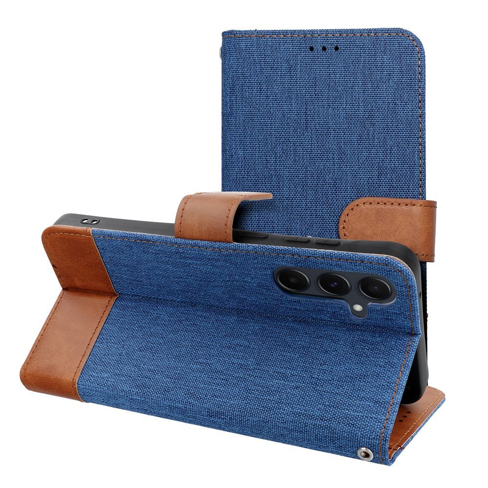 Otočné pouzdro pro Samsung A37 5G Jeans Book, modré