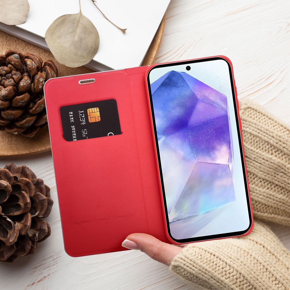 Otočné pouzdro pro Samsung A55 5G Luna Book Carbon red