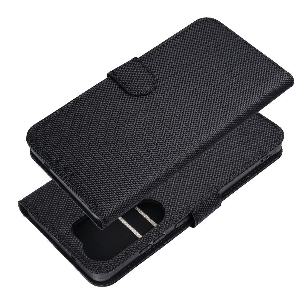 Otočné pouzdro pro Xiaomi Redmi A7 PRO, s prostorem pro 4 karty, technologií RFID proti krádeži, z textilie, černé