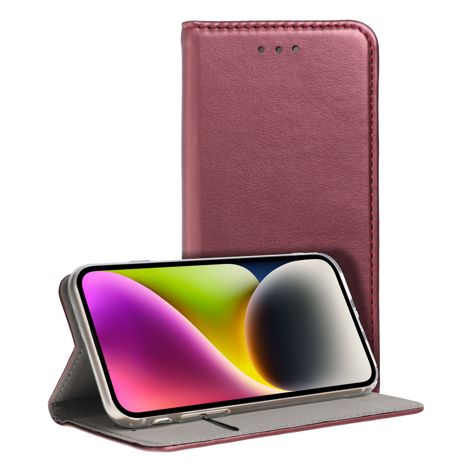 Otočné pouzdro pro Xiaomi Redmi Note 13 5G Smart Magneto v barvě burgundy