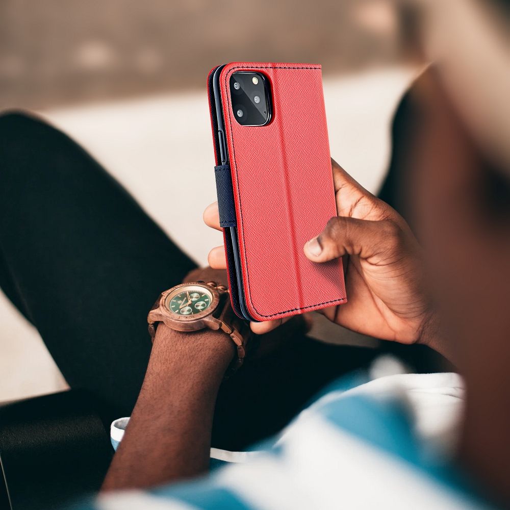 Otočné pouzdro pro Xiaomi Redmi NOTE 13 PRO 5G Fancy Book, červená / tmavě modrá