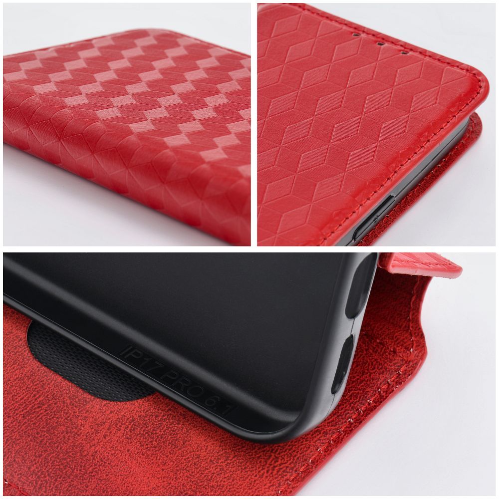 Otočné pouzdro pro Xiaomi Redmi NOTE 17 4G / 5G Cubic Book, červené