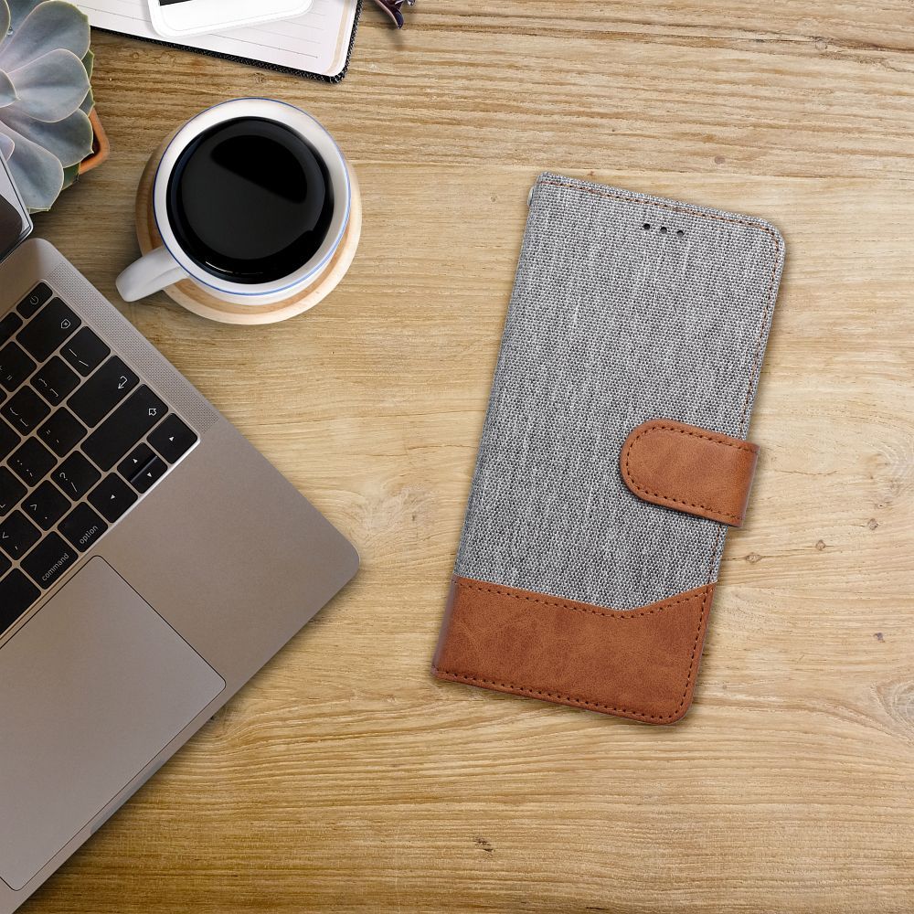 Otočné pouzdro pro Xiaomi Redmi NOTE 17 PRO 5G Jeans Book, šedé