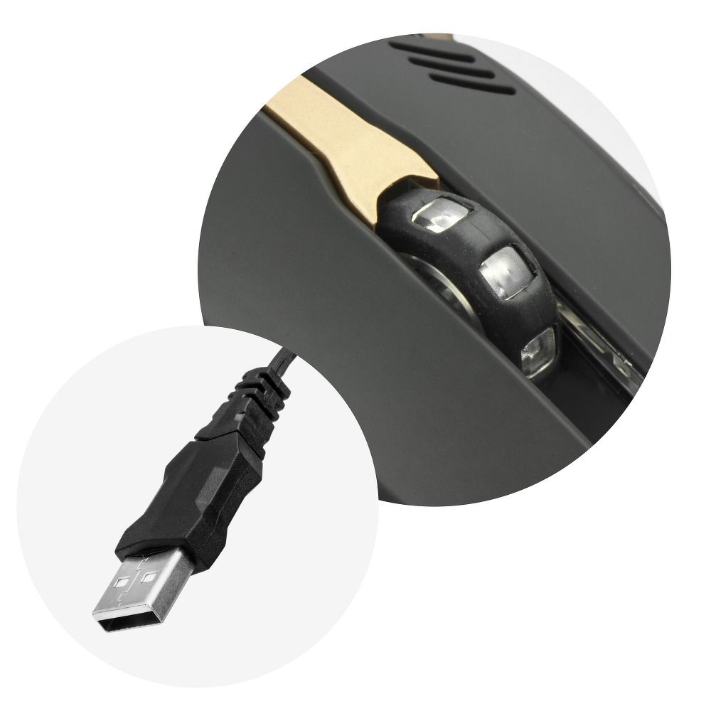Počítačová myš ART Wire USB A, 2400 dpi, AM-98, černá se zlatými prvky
