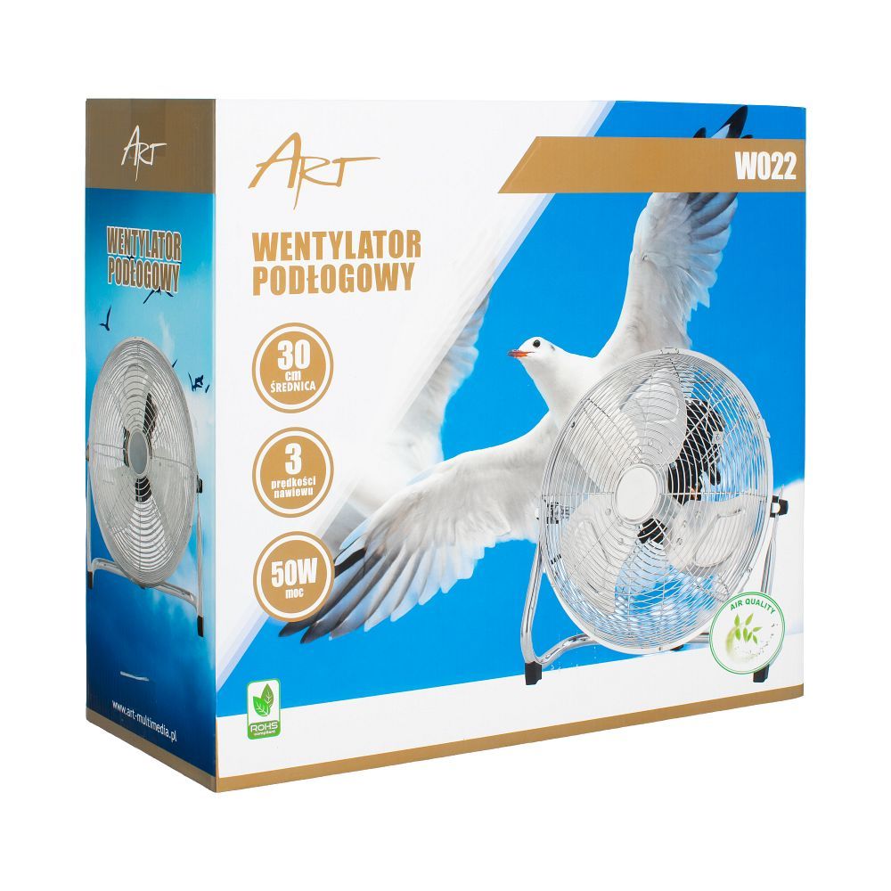 Podlahový ventilátor Hanksair W022 12"/30 cm, chromový
