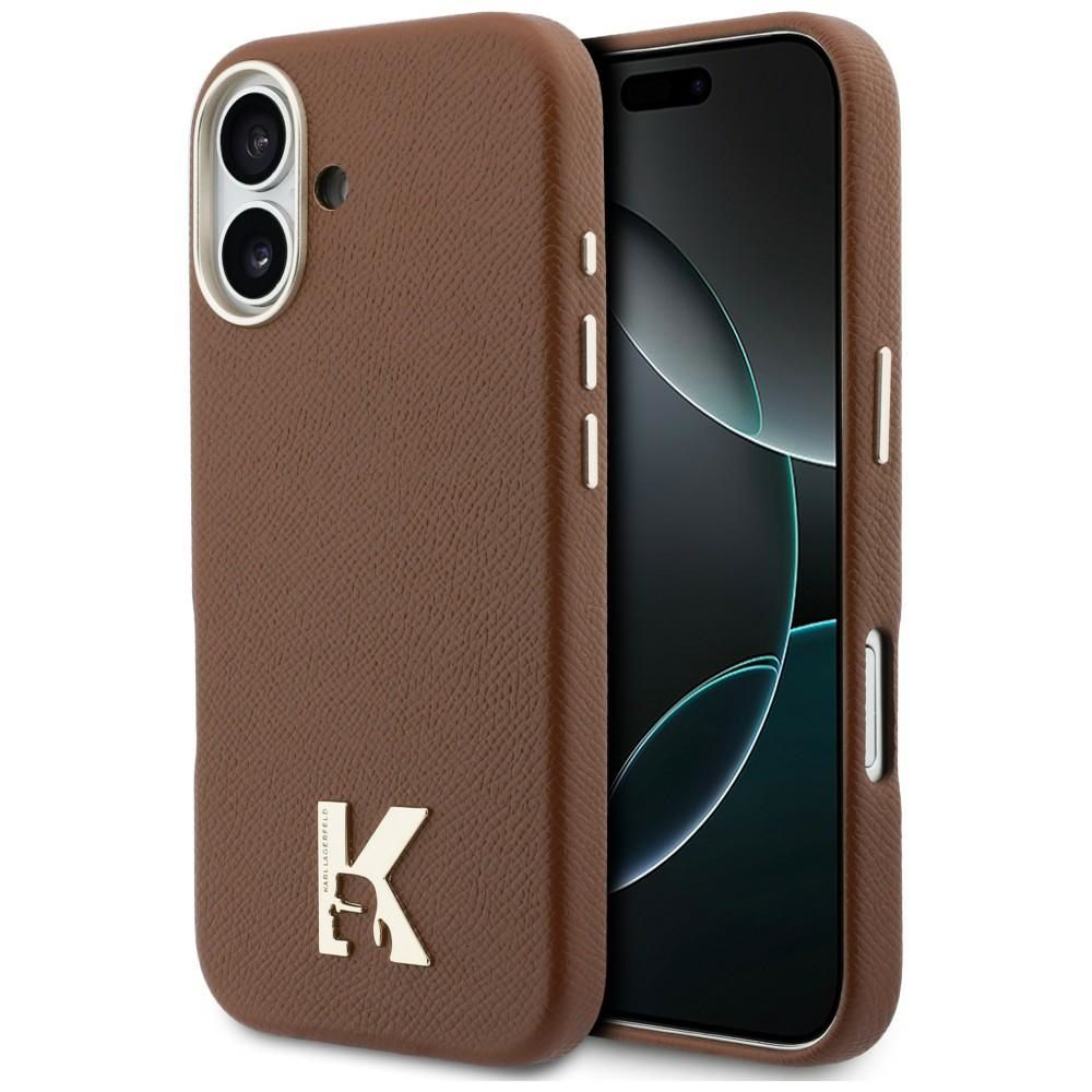 Pouzdro KARL LAGERFELD pro iPhone 17, kompatibilní s MagSafe, KLHMP17S5PGFKHGW (logo s hlavou Karla), hnědé