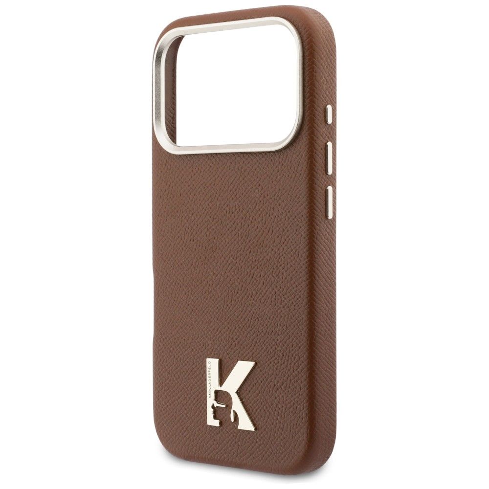 Pouzdro KARL LAGERFELD pro iPhone 17 Pro, kompatibilní s MagSafe, KLHMP17L5PGFKHGW (logo Karl Head), hnědé
