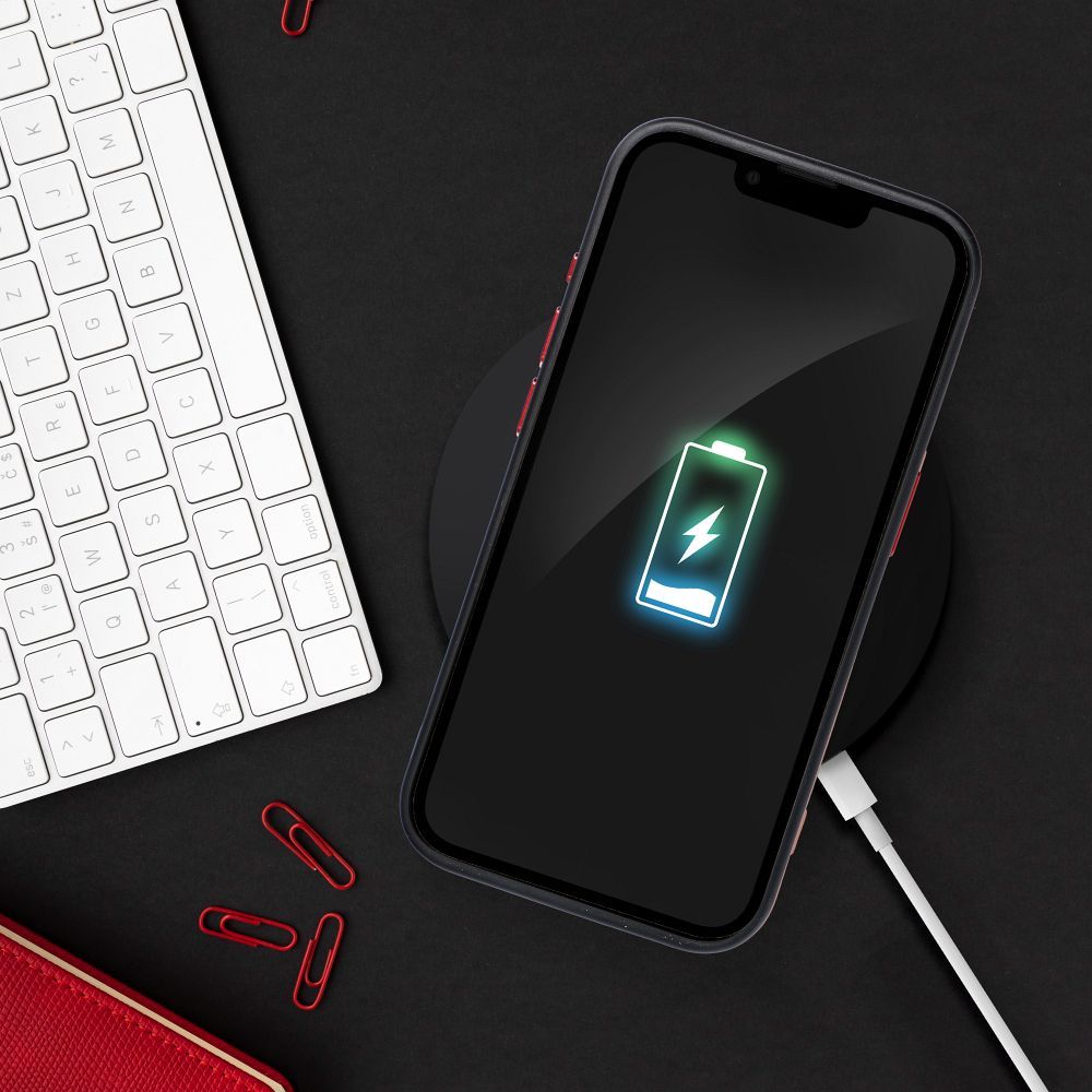 Pouzdro pro iPhone 16 PRO Color Edge Mag Cover kompatibilní s MagSafe, černé a červené