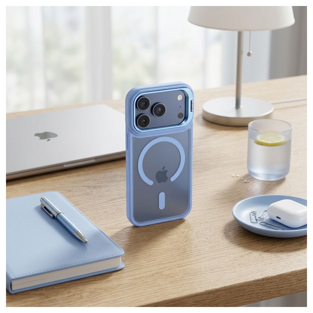 Pouzdro pro iPhone 18 Pro / 17 Pro Forcell F-Protect Shadow Stand Premium kompatibilní s MagSafe, světle modré