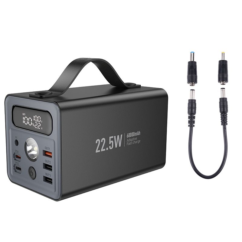 Powerbanka Hoco 60 000 mAh QC PD 3 A 22,5 W DC 12 V s vestavěným světlem J138 černá