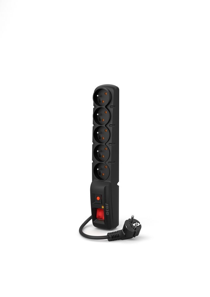 Prodlužovací kabel s 5 zásuvkami ACAR F5, 1,5 m, černý