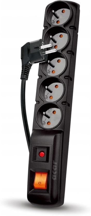 Prodlužovací kabel s 5 zásuvkami ACAR F5, 5 m, černý