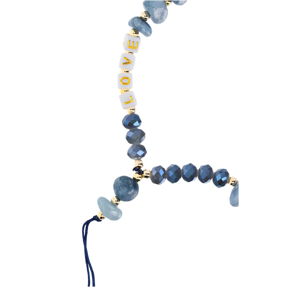 Šňůrka na mobil LOVE, přívěsek na mobil / délka šňůrky 44 cm (22 cm v smyčce) / skladem – světle modrá