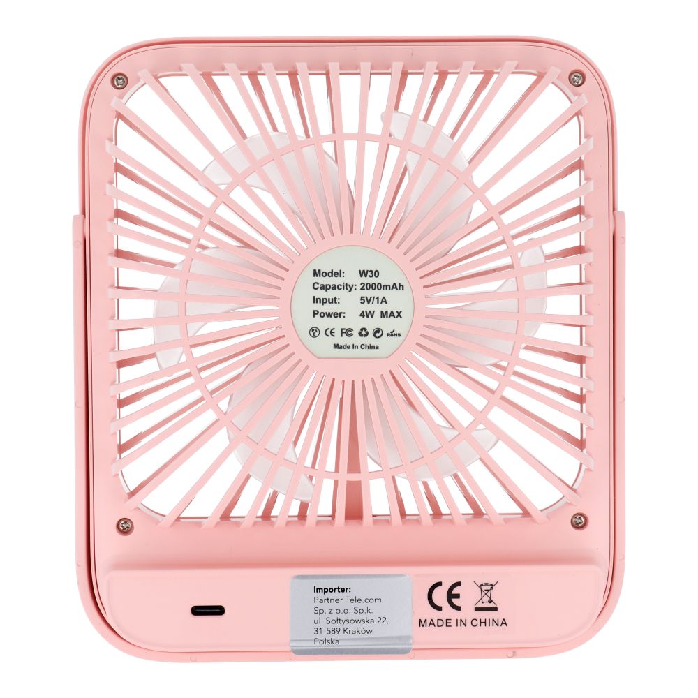 Stolní ventilátor s nastavitelným stojanem W30, růžový