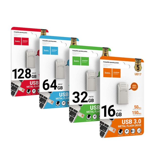 16 GB USB 3.0 (USB-C) Hoco UD17 nikl