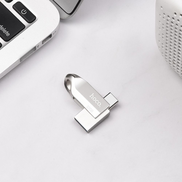 32 GB USB 3.0 flash disk (USB A + USB C) Hoco UD8 nikl