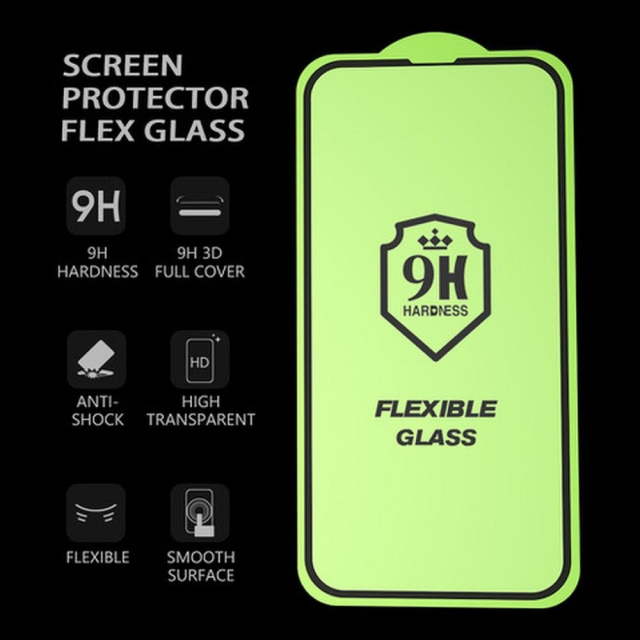 5D hybridní sklo s celoplošným lepidlem pro iPhone 13 PRO MAX / 14 PLUS, Bestsuit, pružné, černé