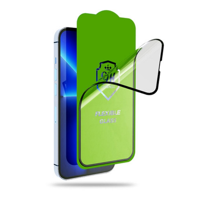 5D hybridní sklo s celoplošným lepidlem pro iPhone 16, Bestsuit, pružné, černé