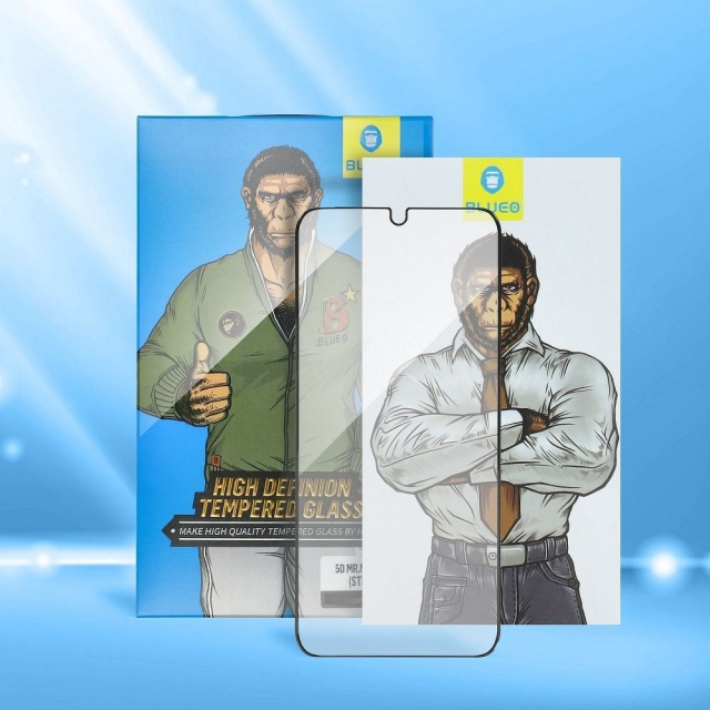 5D Mr. Monkey Glass – Apple iPhone 14 Pro, černá (antistatická, vysoká rozlišovací schopnost)