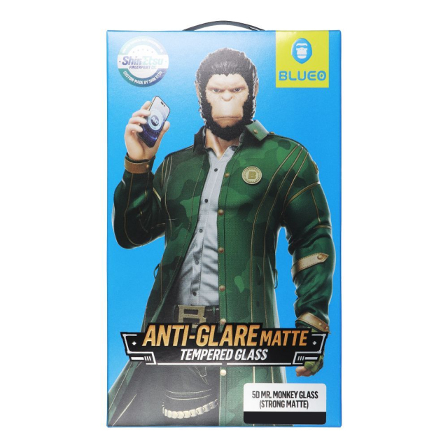 5D Mr. Monkey Glass – Apple iPhone 14 Pro, černá (silně matná, s antireflexní úpravou)
