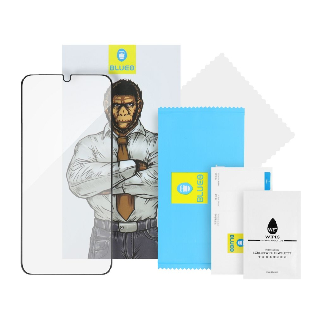 5D Mr. Monkey Glass – Apple iPhone 15 Plus / 16 Plus, černá (antistatická, odolná, HD)