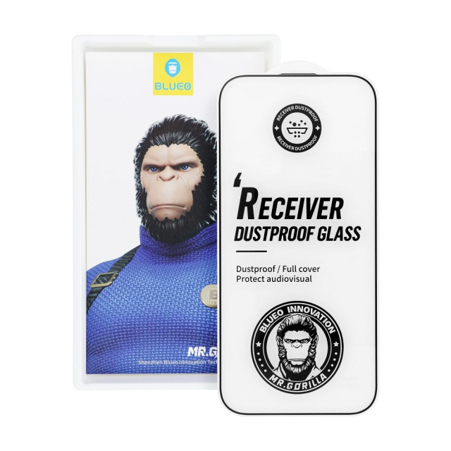 5D Mr. Monkey Glass – Apple iPhone 16 Pro Max, černá (velká, zaoblené hrany, vysoká odolnost proti prachu)