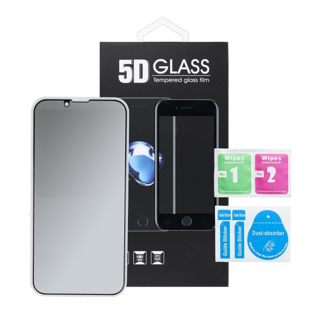 5D tvrzené sklo s celoplošným lepidlem – pro iPhone 13 Pro (ochrana soukromí), černé