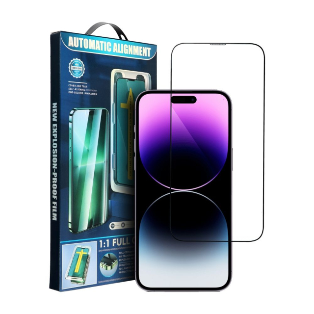 5D tvrzené sklo s celoplošným lepidlem pro iPhone 16 PRO MAX / 17 PRO MAX / 18 PRO MAX s aplikátorem, černé