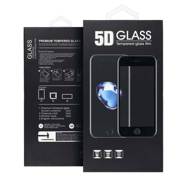 5D tvrzené sklo s celoplošným lepidlem – pro iPhone 18 Pro Max (MAT) černé