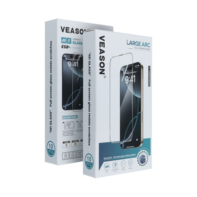 6D Veason Pro Glass (sada 10 v 1) – pro iPhone 16 Pro / 17 / 18, černá