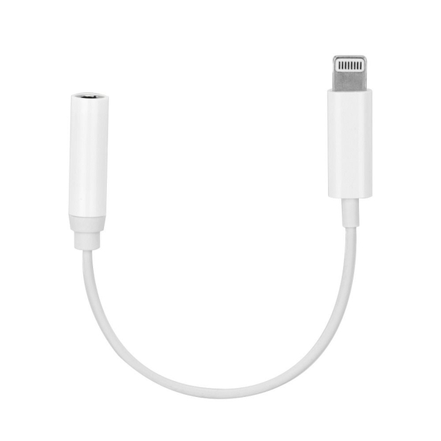 Adaptér AUX Lightning (samec) na jack 3,5 mm (samice), bílý