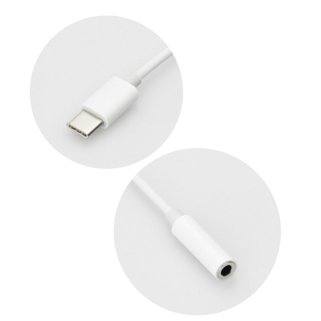 Adaptér AUX typu C (samec) na 3,5 mm jack (samice), bílý