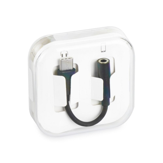 Adaptér AUX typu C (samec) na 3,5 mm jack (samice) BOX černý [DAC]