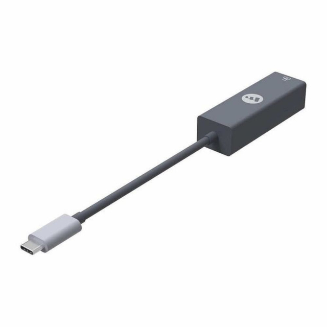 Adaptér Ethernet RJ45 (samice) na typ C (samec) – adaptér Mophie, šedý