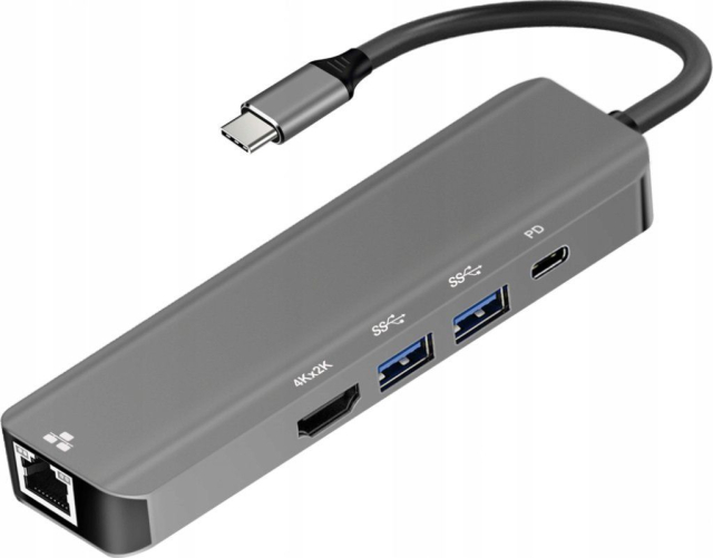 Adaptér HUB 5 v 1 USB-C ART OEM-C15-1, stříbrný