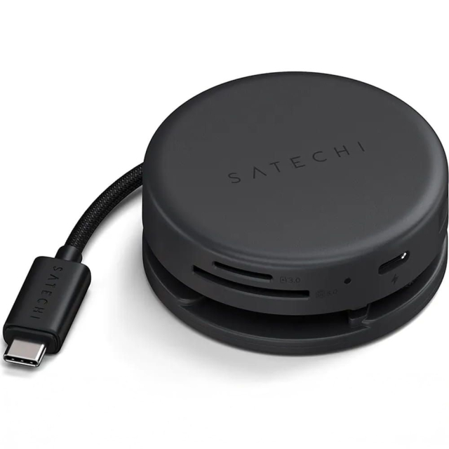 Adaptér HUB 7 v 1 USB-C Satechi Multiport ST-POTG7C, barva: půlnoční černá