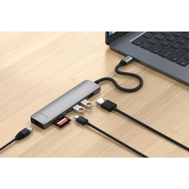 Adaptér HUB 7 v 1 USB-C Satechi Slim ST-P7SM, vesmírně šedý
