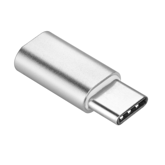 Adaptér Micro USB (samice) na Type C (samec), stříbrný