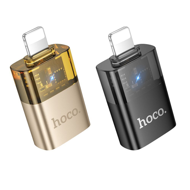 Adaptér OTG Lightning na USB-A Hoco UA36, černý, průhledný