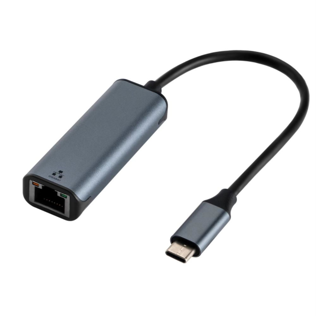Adaptér typu C (samec) na RJ45 ETHERNET 10/100/1000 Mb/s ART USBC-LAN OEM-C6 0,15 m šedý
