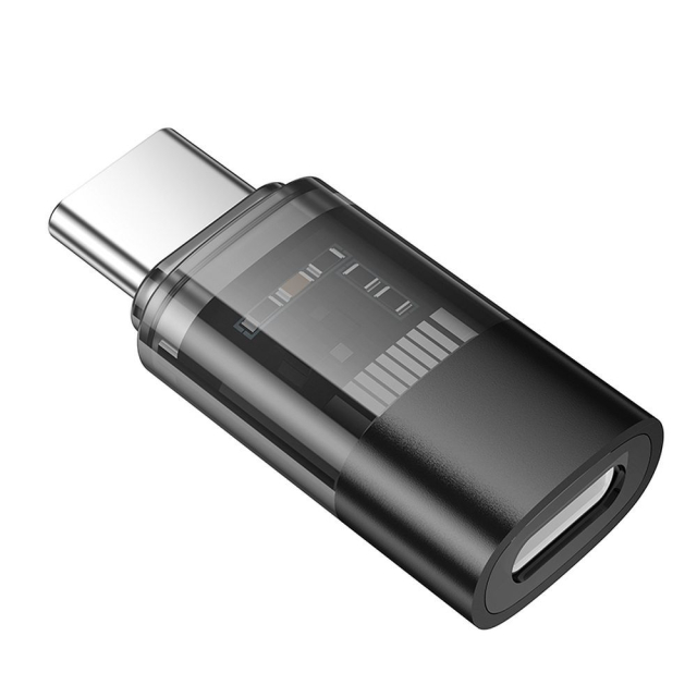 Adaptér USB-C na Lightning Hoco UA36D, průhledný, černý